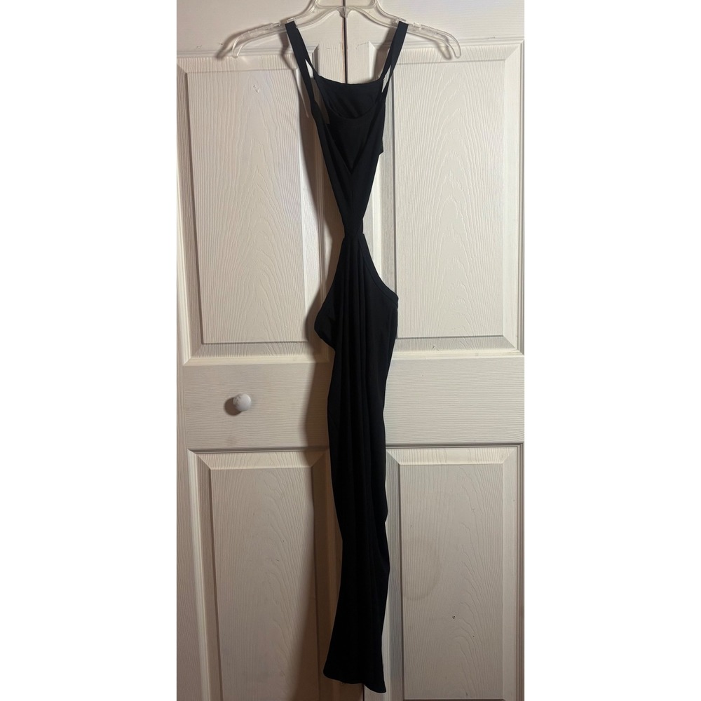 White Fox Black Ribbed Cutout Maxi Twist Dress XS Multi Open Back Sleeveless